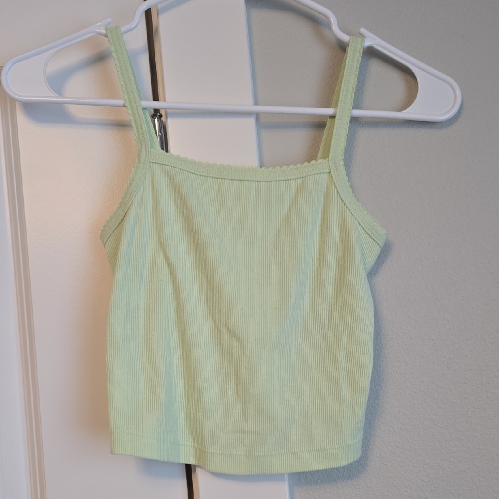 Mint Green Ribbed Cropped Tank Top